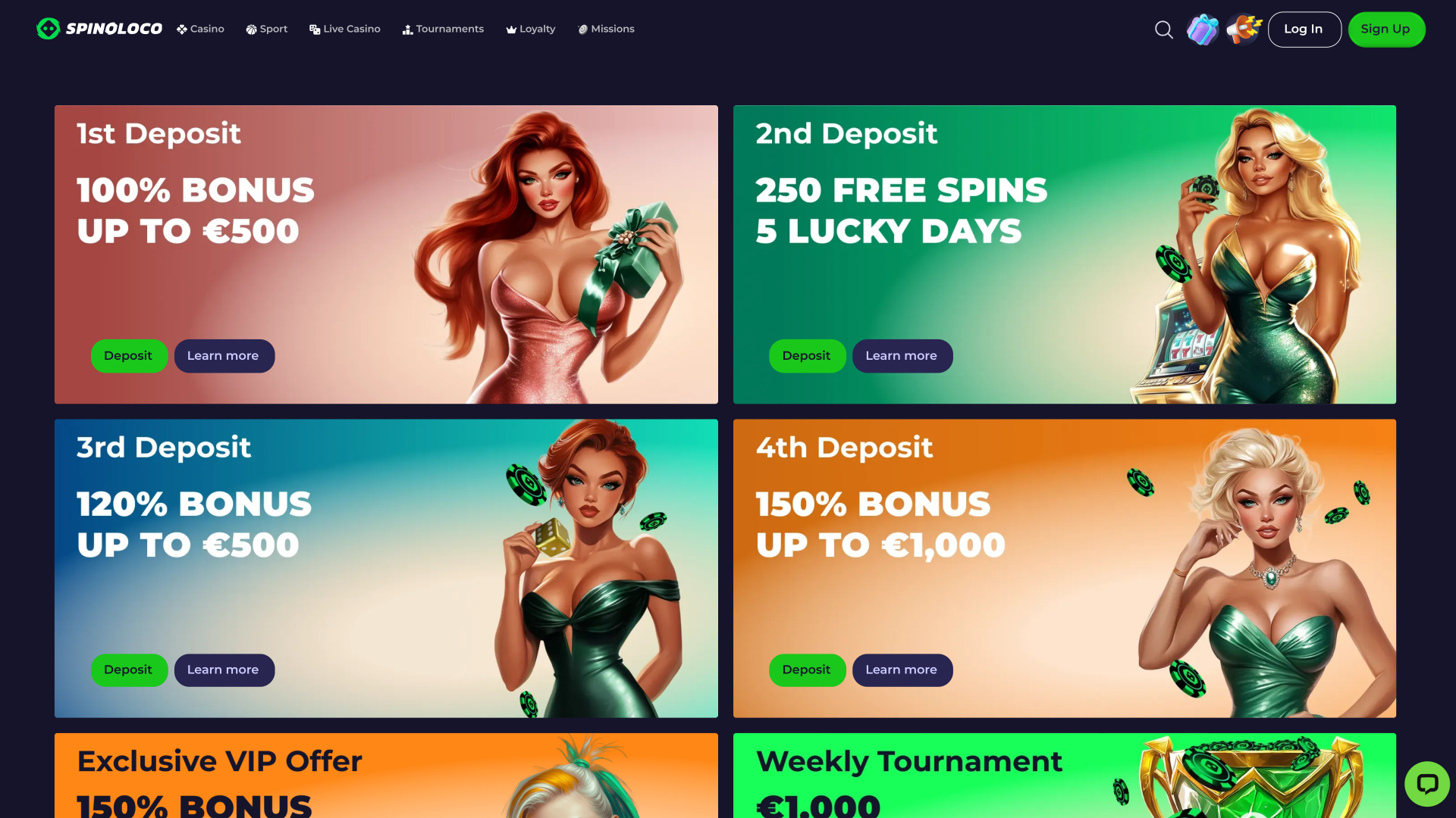 Spinoloco Casino Desktop Promotions