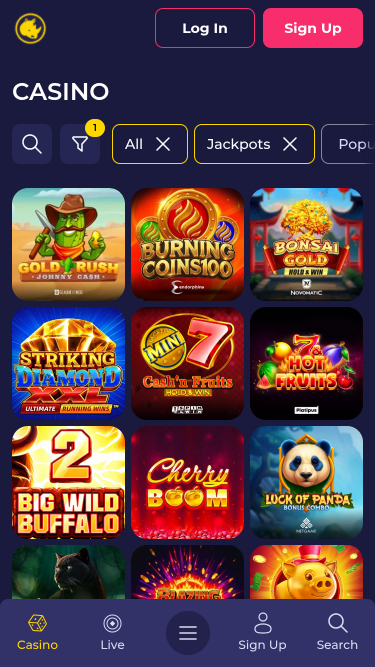 Jackpot móvil del casino Spinorhino