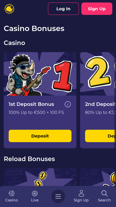 Promociones móviles del casino Spinorhino