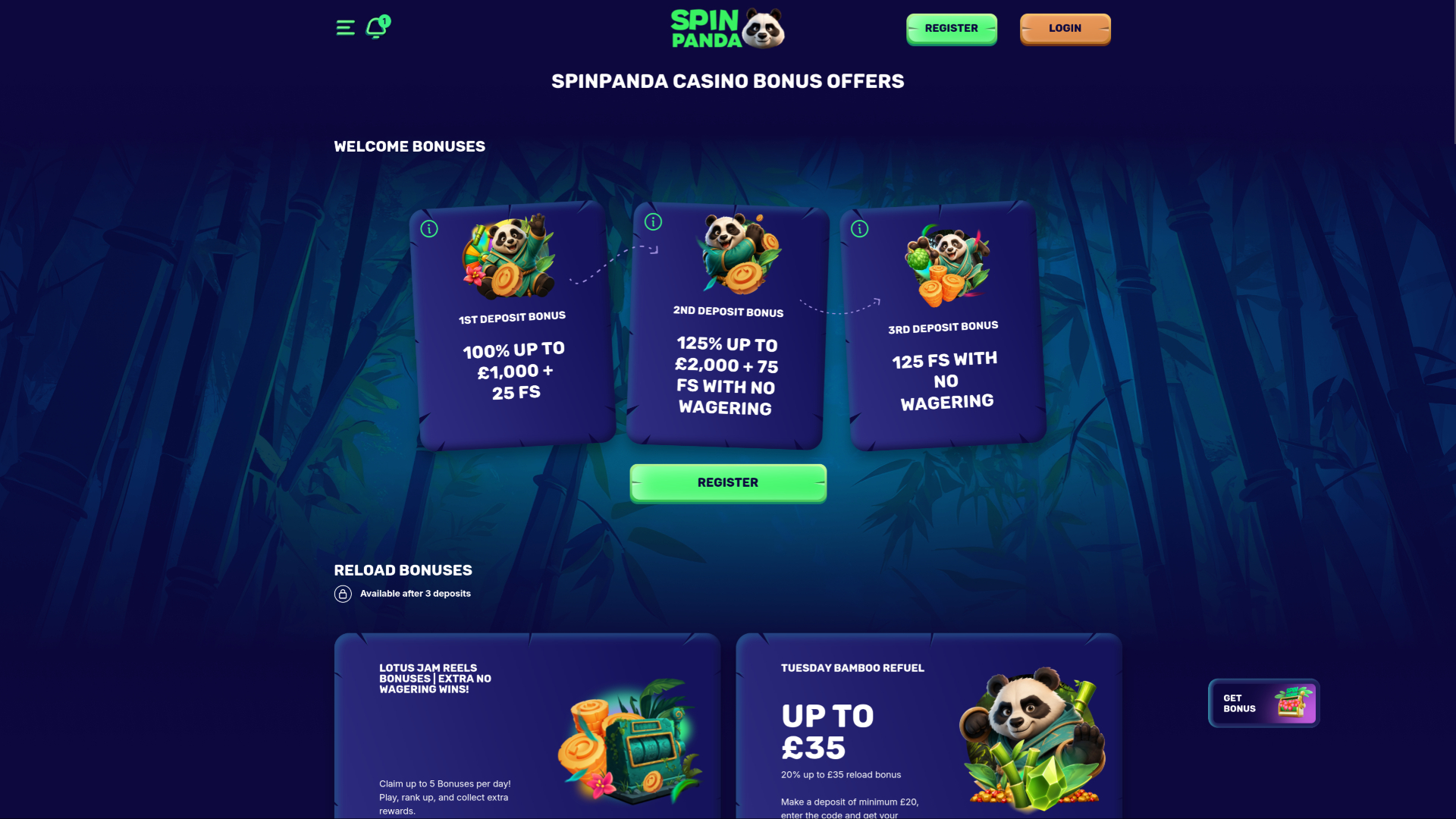 SpinPanda Casino Desktop-Aktionen
