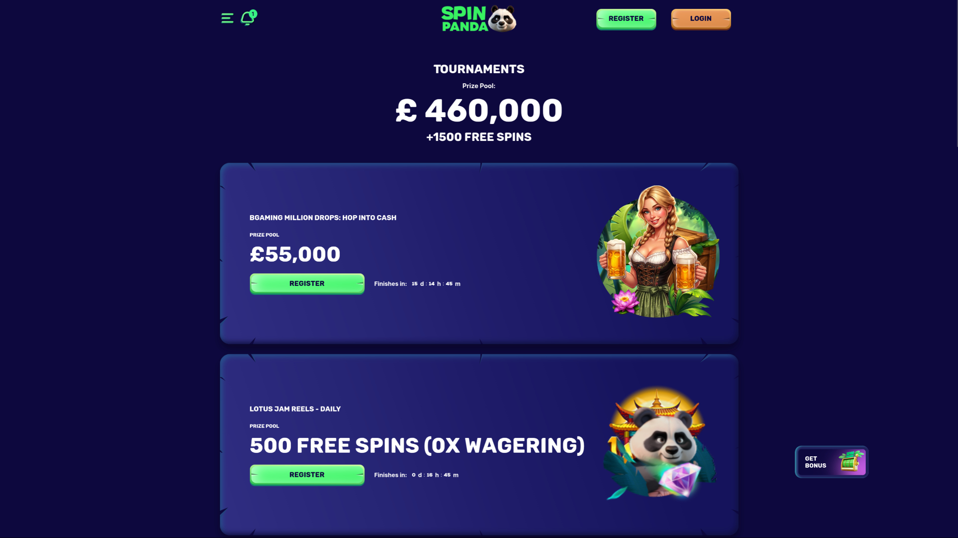 SpinPanda Casino Desktop-Turniere