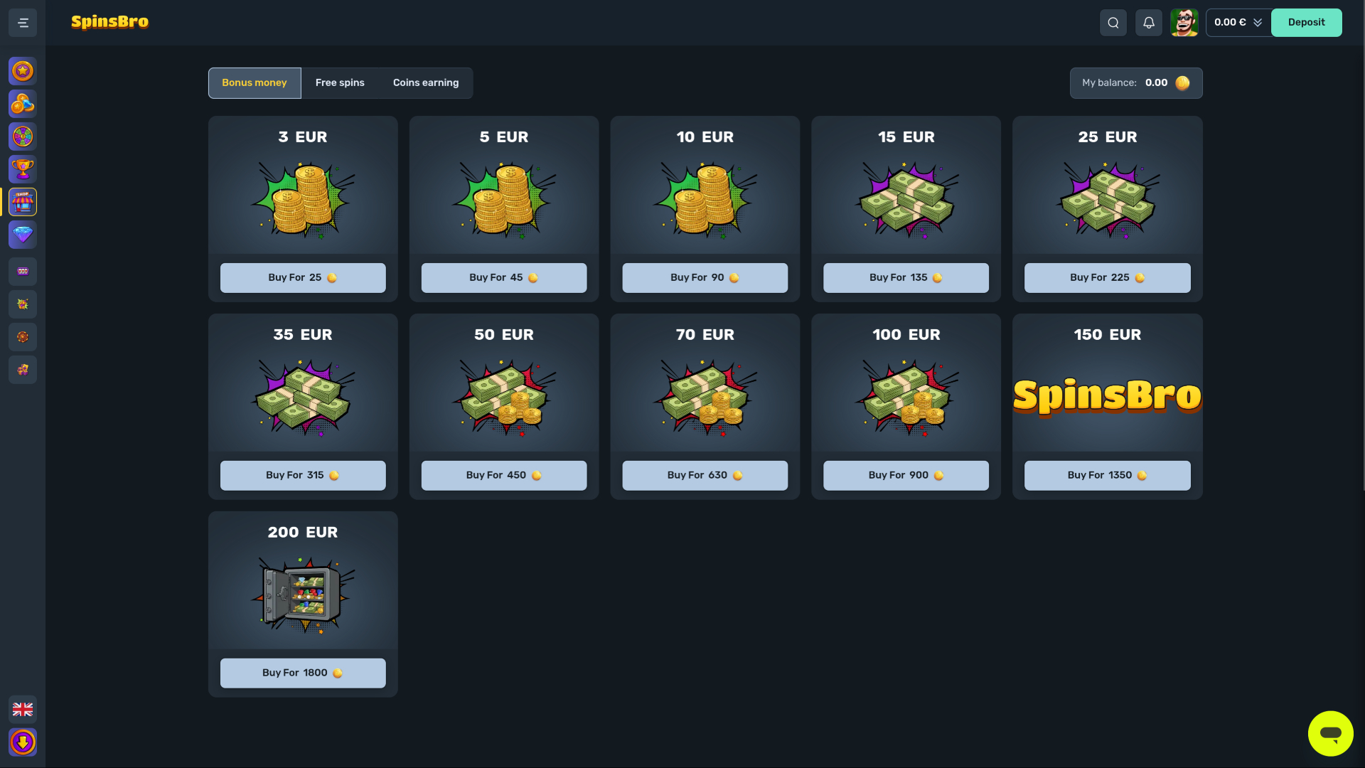 Spinsbro Casino デスクトップショップ