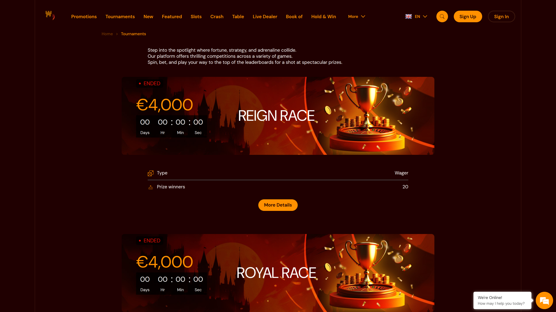 Spinscastle Casino Desktop Tournaments