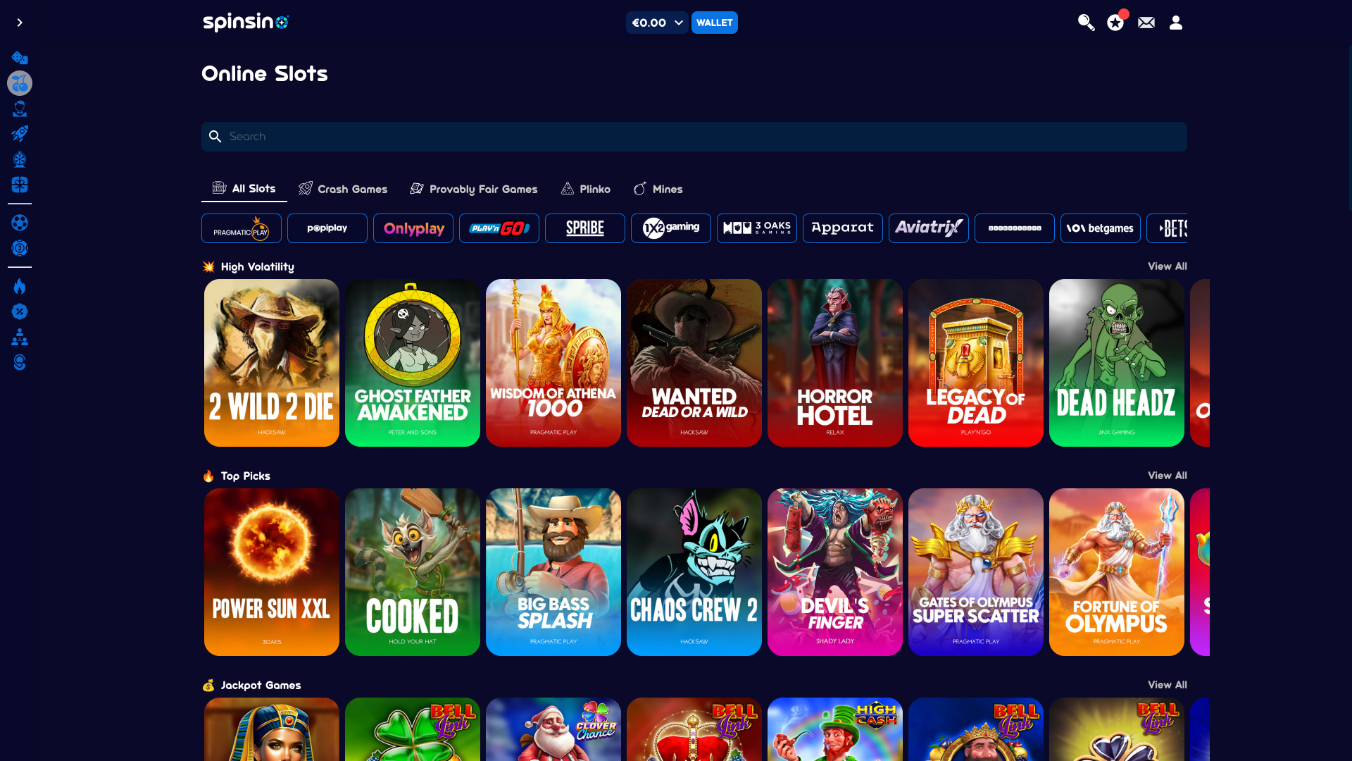Desarrolladores de juegos de escritorio de Spinsino Casino