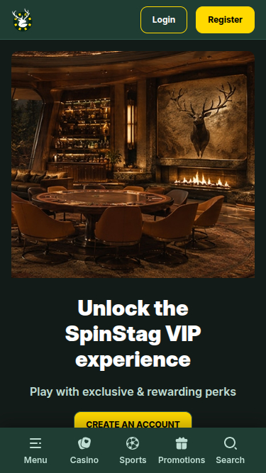 Screenshot della pagina mobile VIP di SpinStag Casino