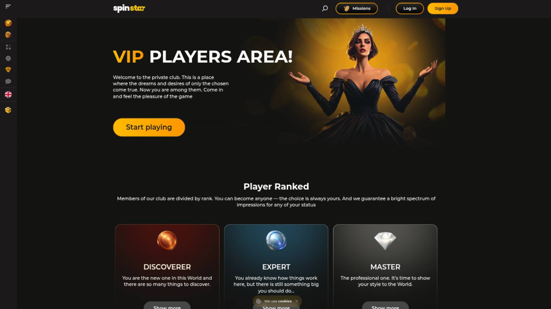 Скриншот VIP-страницы казино Spinstar
