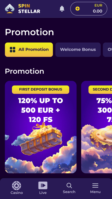 Promotions mobiles du casino Spinstellar