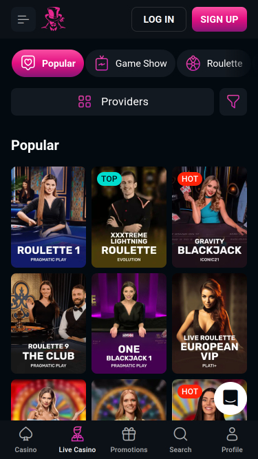 SpinsUp Casino Mobile Live Dealer