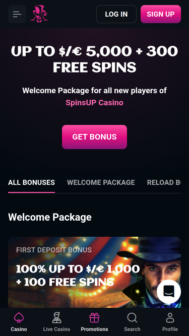 SpinsUp Casino Mobile Promotions