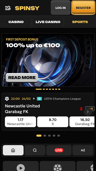 Spinsy Casino Mobile Sports