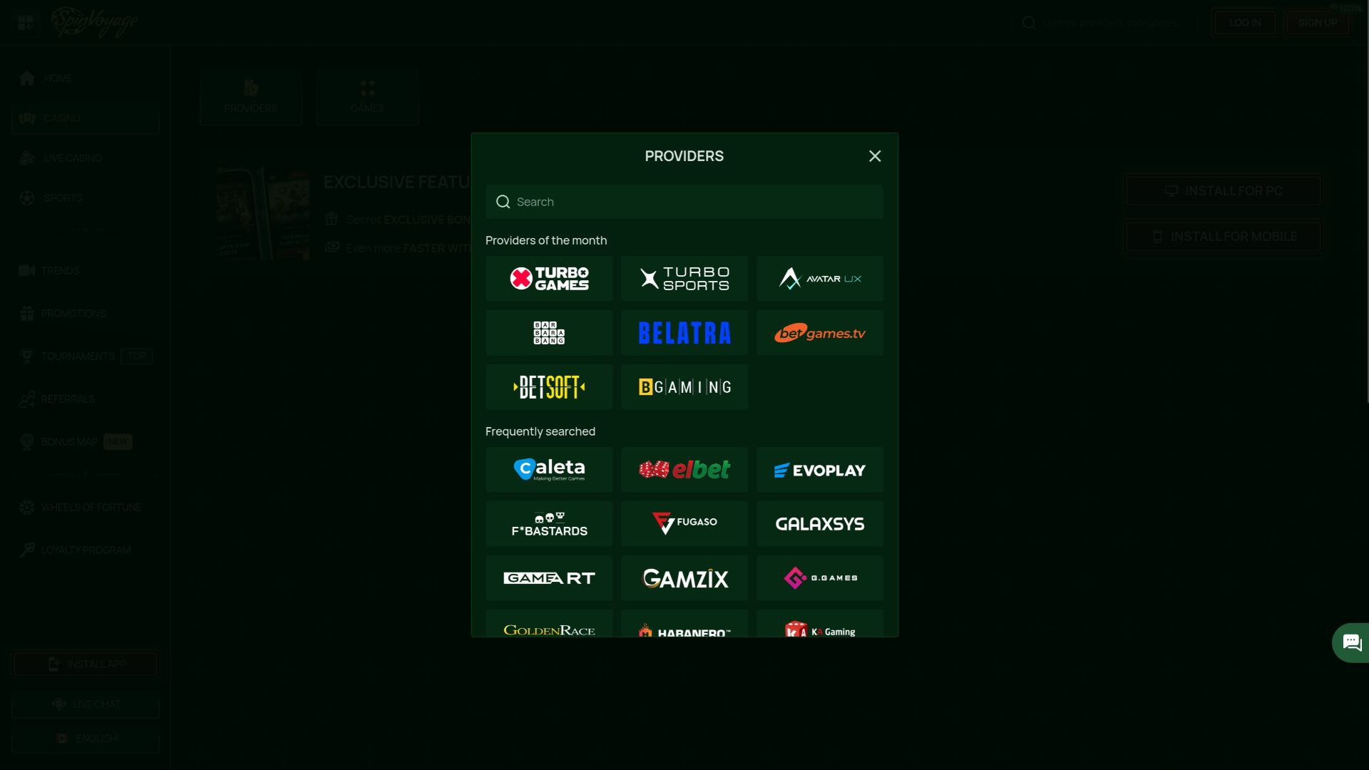 Desenvolvedores de jogos para computador do Spinvoyage Casino