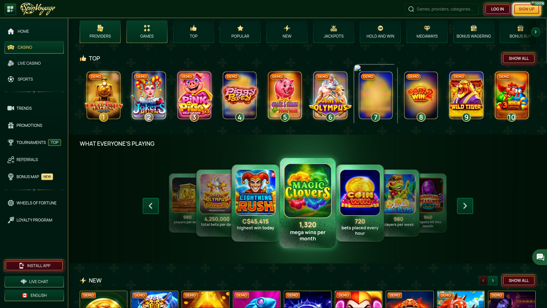 Jogos de cassino Spinvoyage para computador