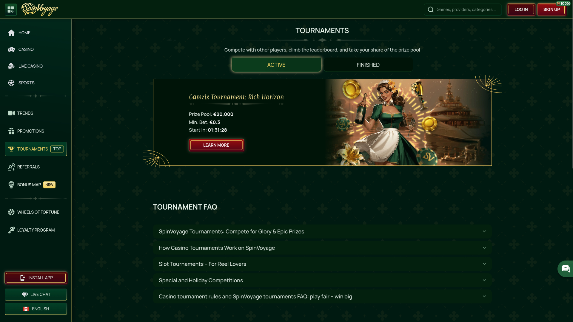 Torneios para computador do Spinvoyage Casino