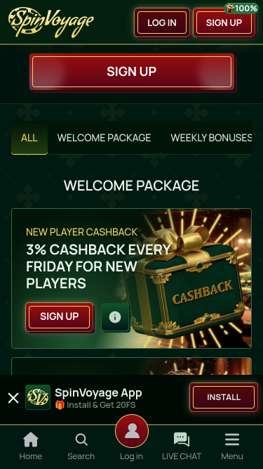 Promoções do Spinvoyage Casino para dispositivos móveis