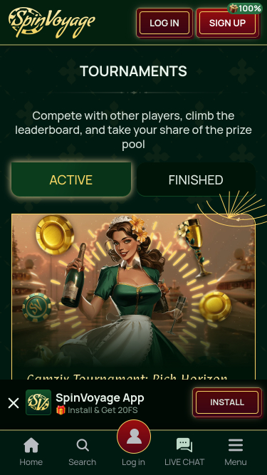 Torneios móveis do Spinvoyage Casino