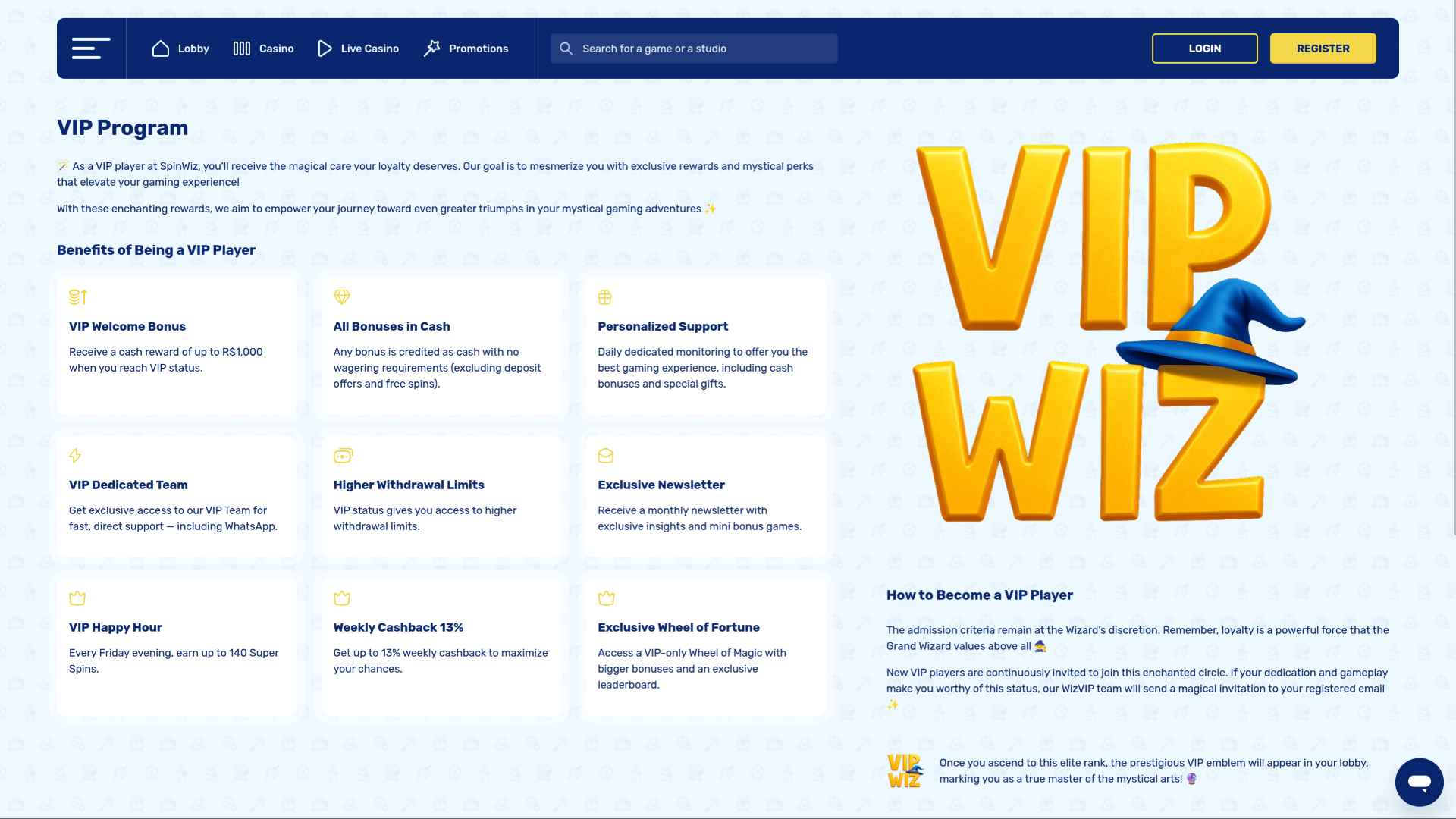 Spinwiz Casino Desktop VIP