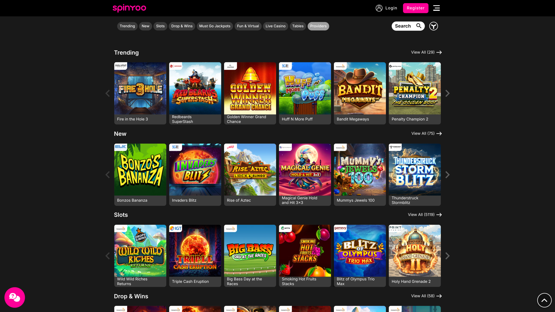 Jeux de casino Spinyoo pour ordinateur