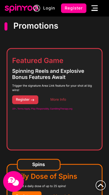 Promotions mobiles du casino Spinyoo