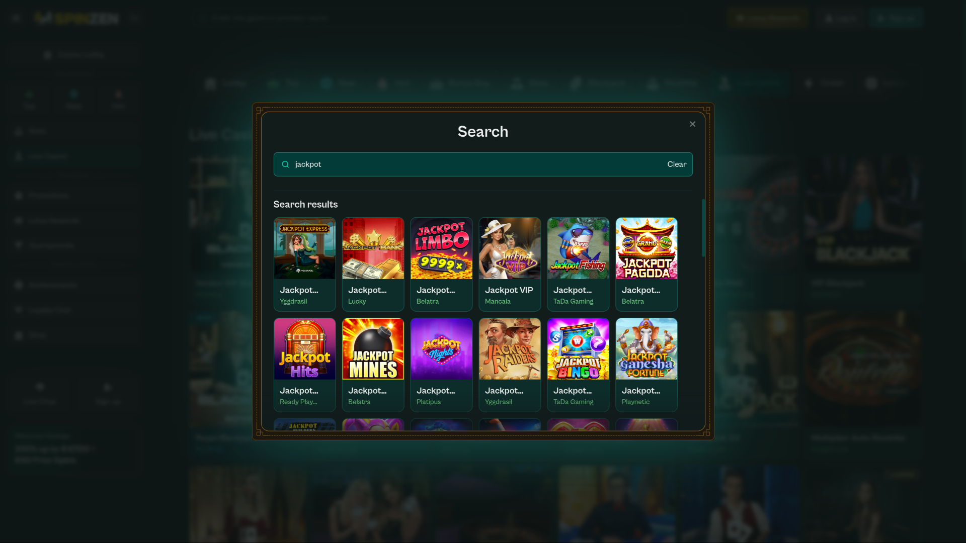 Jackpot de bureau du casino Spinzen