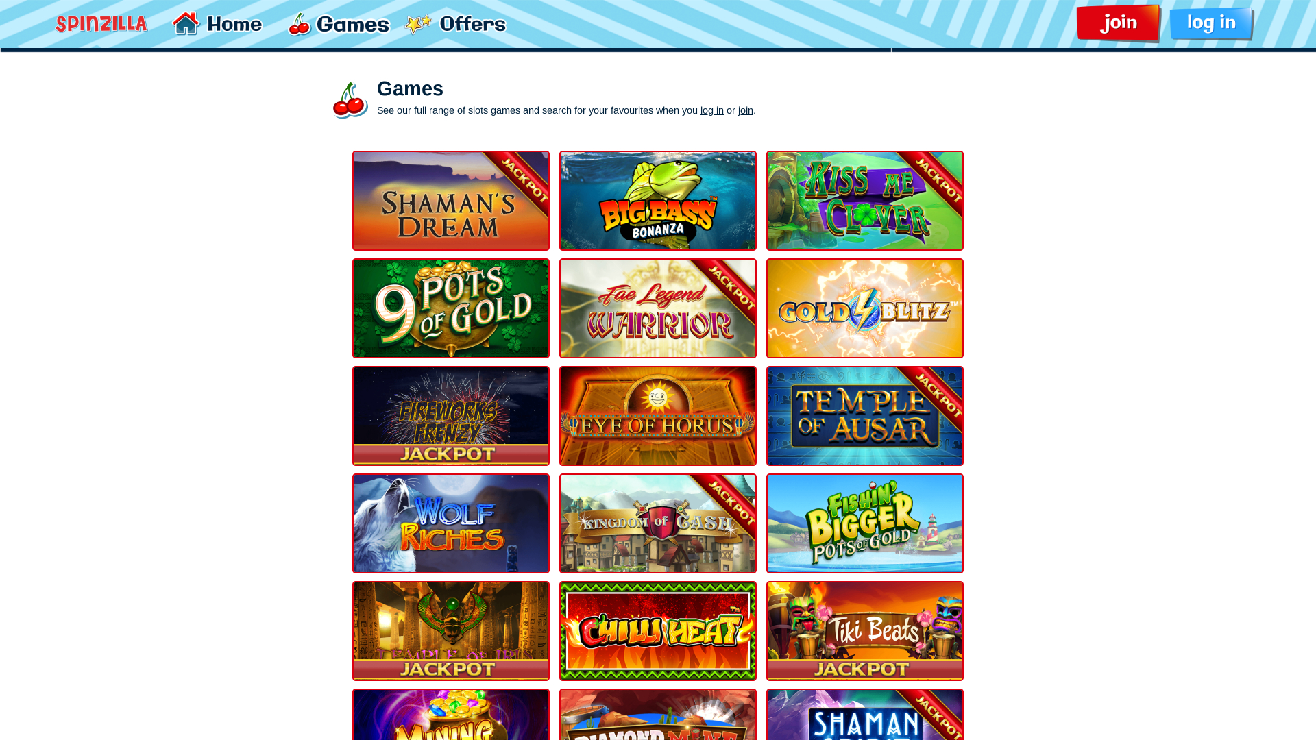 Juegos de escritorio del casino Spinzilla