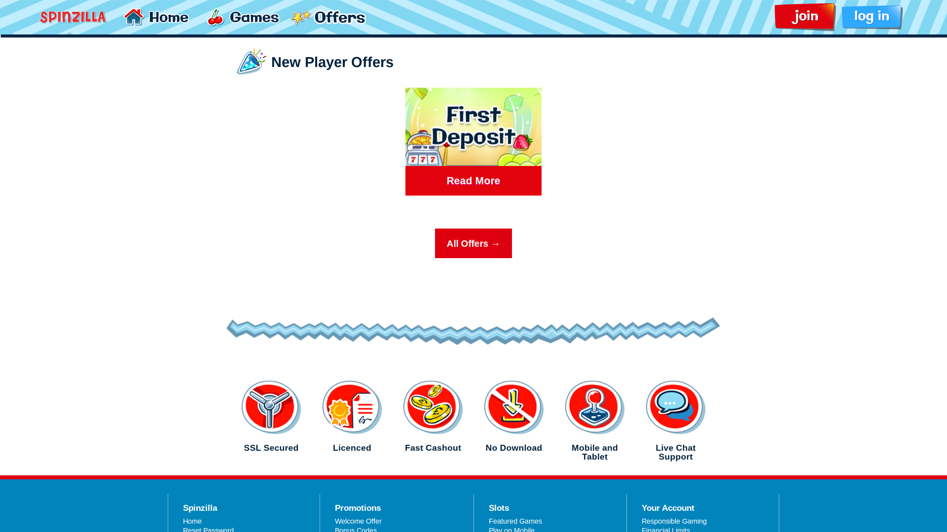 Promociones de escritorio del casino Spinzilla