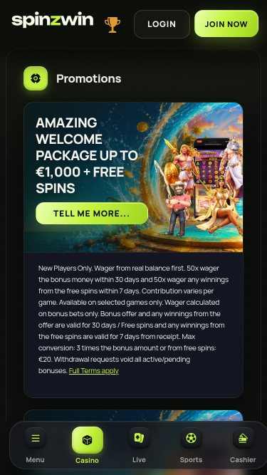 SpinzWin Casino Mobile Promotions