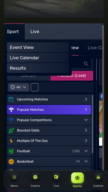 SpinzWin Casino Mobile Sports