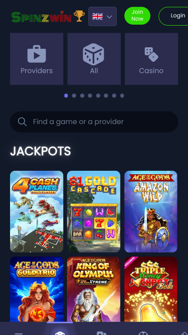 SpinzWin Casino Mobile Jackpot