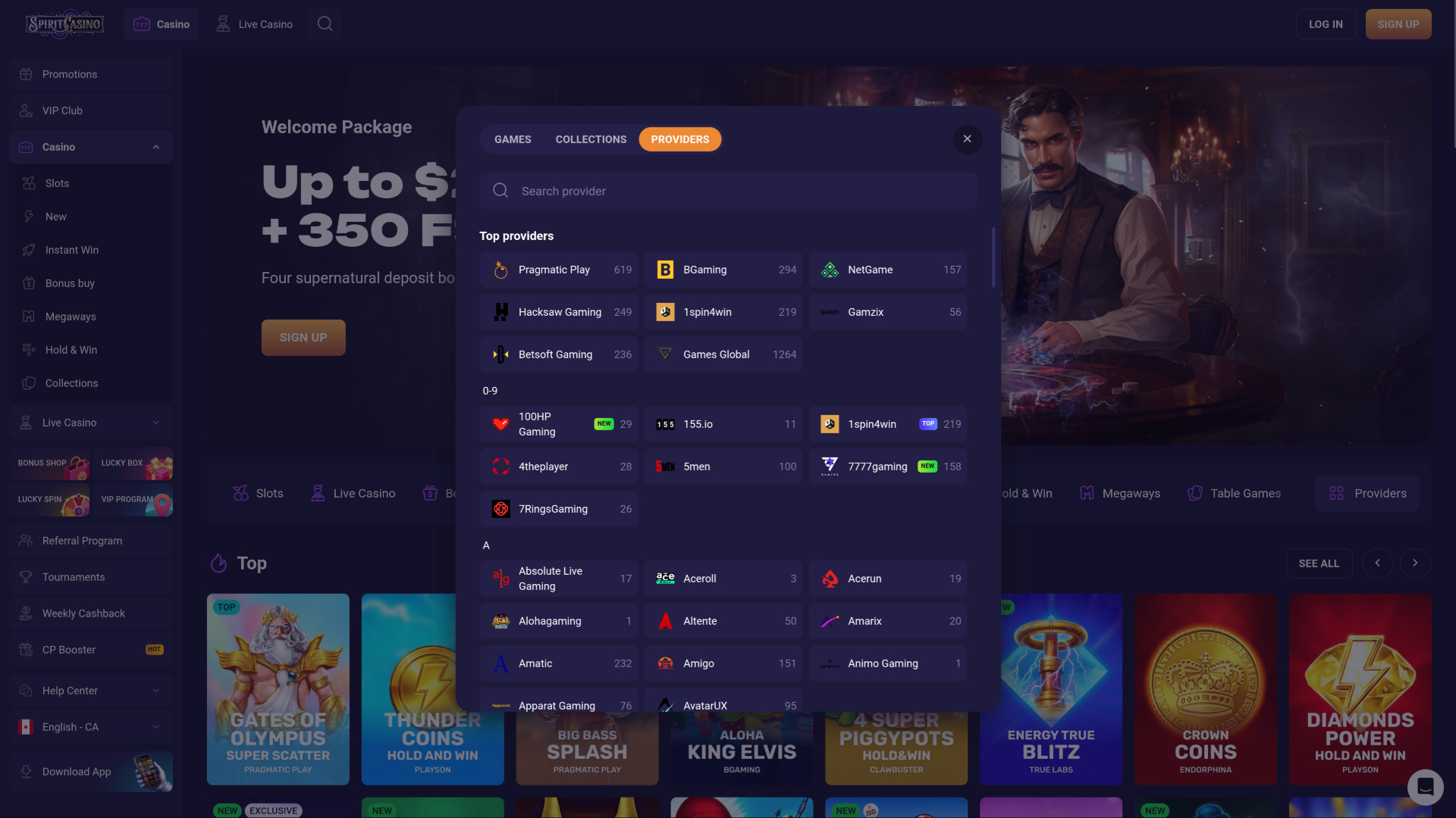 Développeurs du jeu Spirit Casino pour ordinateur
