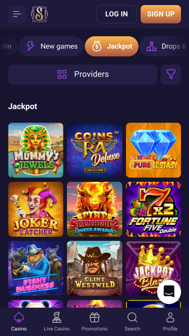 Jackpot mobile de Spirit Casino