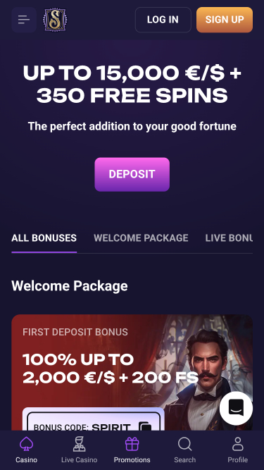 Promotions mobiles de Spirit Casino