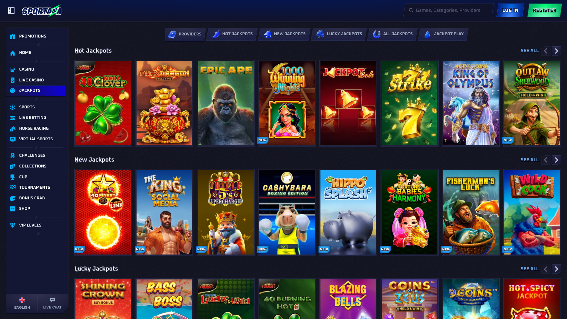 Jackpot de bureau du casino Sportaza