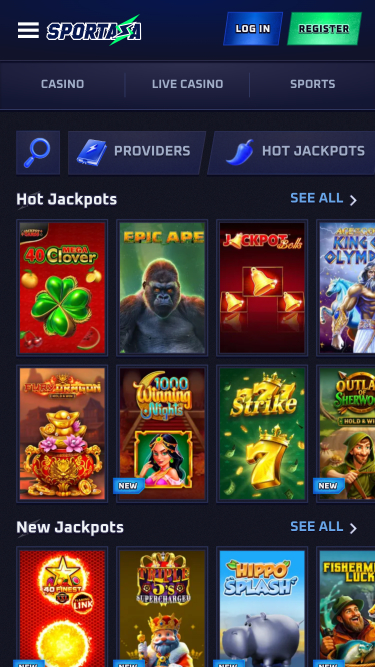 Jackpot mobile du casino Sportaza