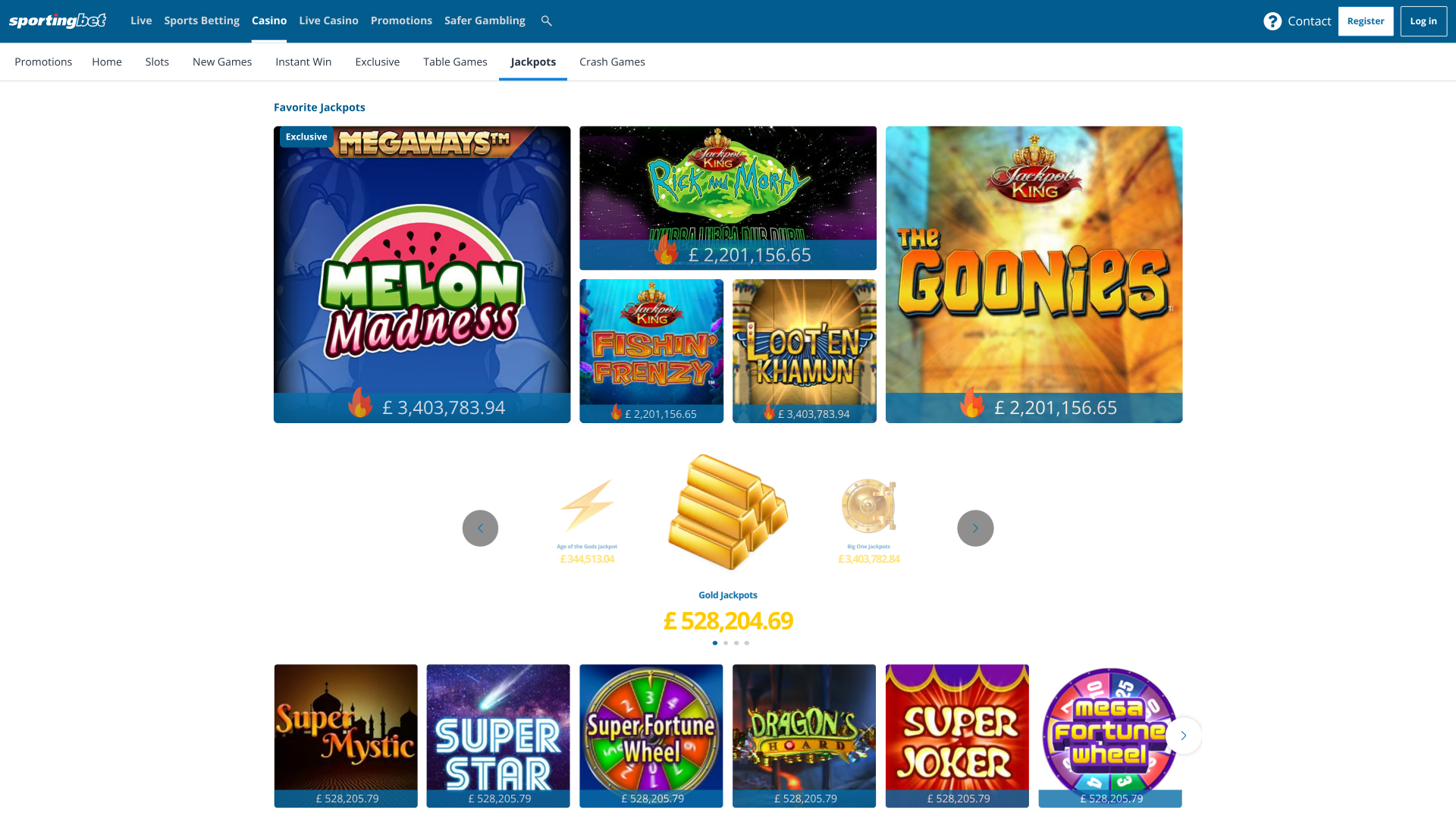Sportingbet Casino Desktop Jackpot