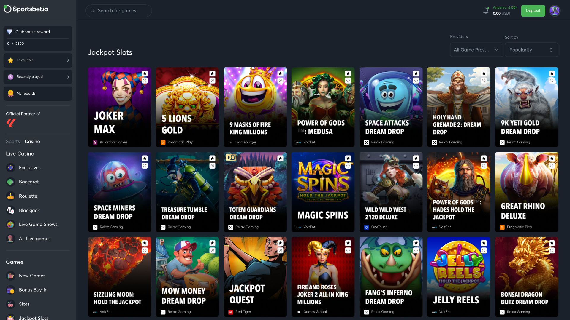 Sportsbet.io Desktop Jackpot