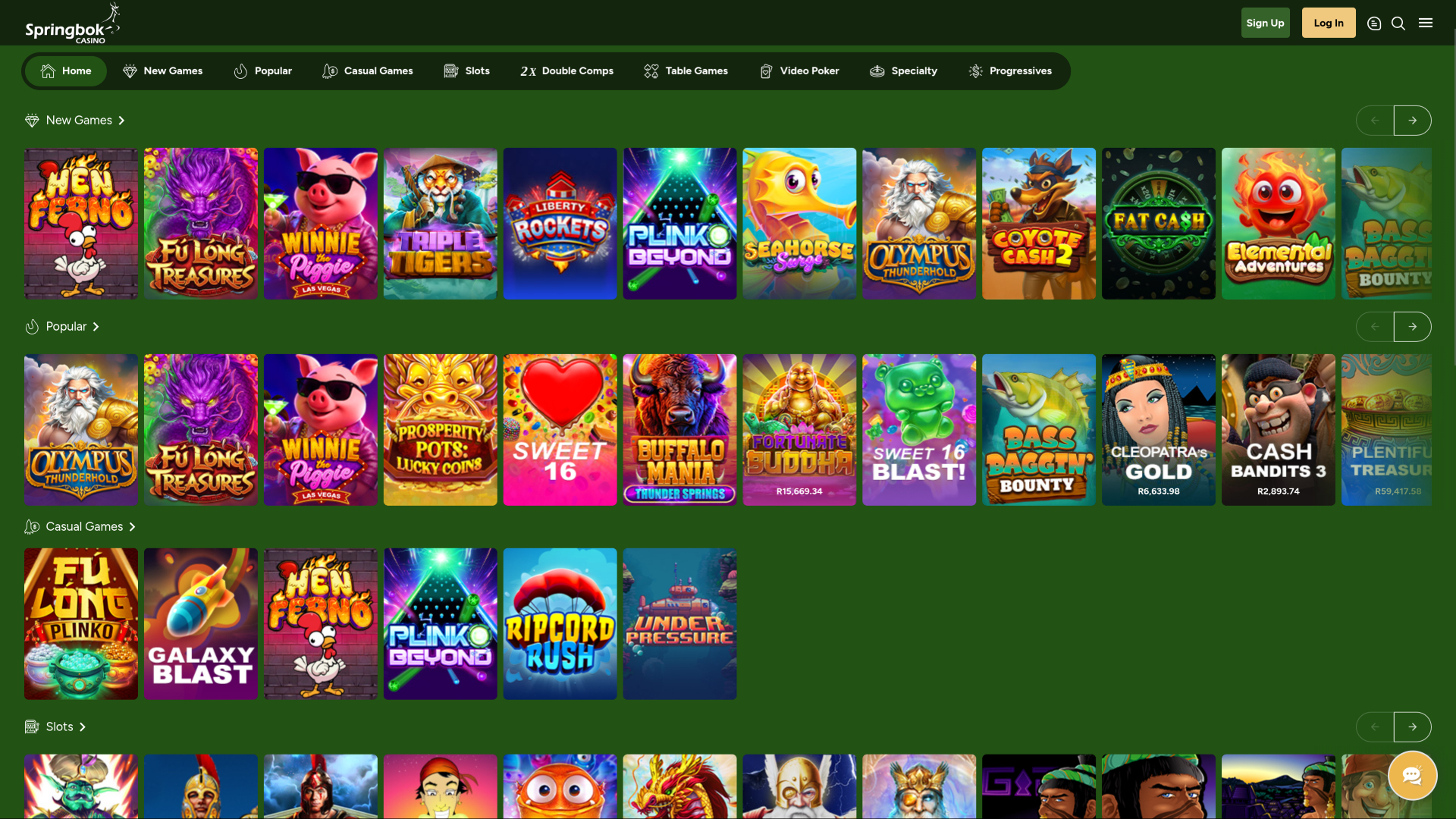 Jogos de computador do Cassino Springbok
