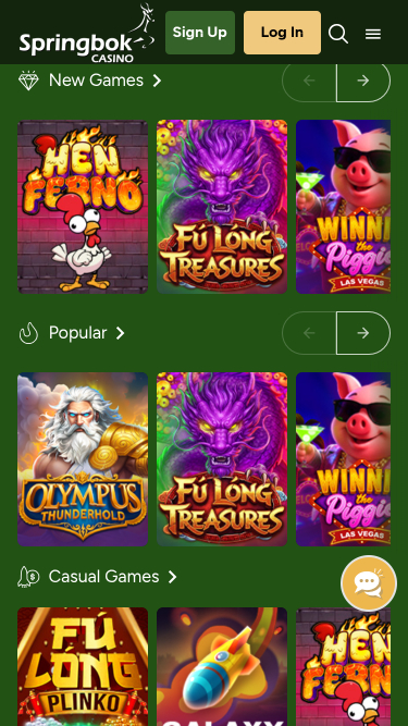 Jogos para celular do Cassino Springbok