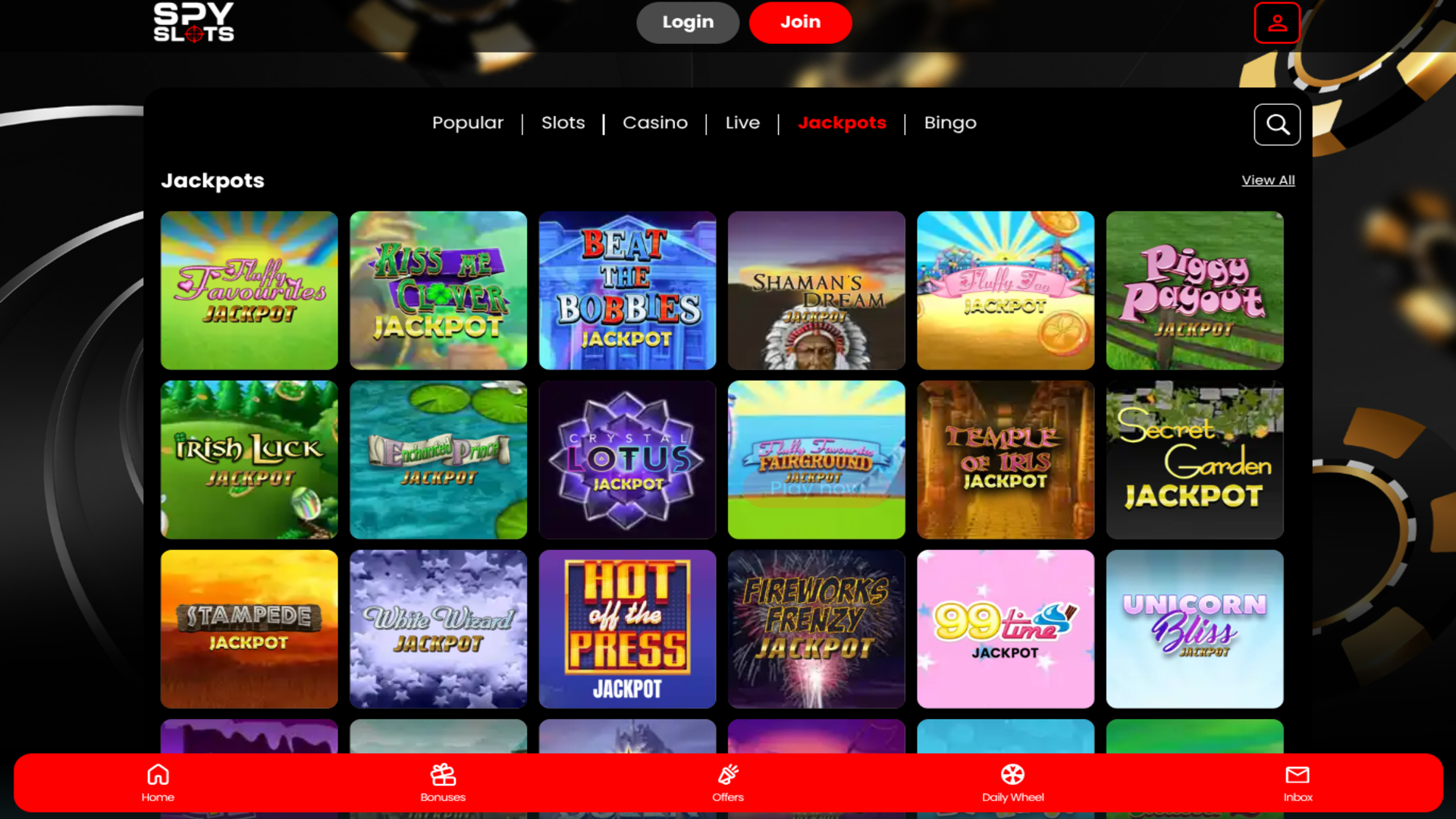 Jackpot de escritorio de Spy Slots