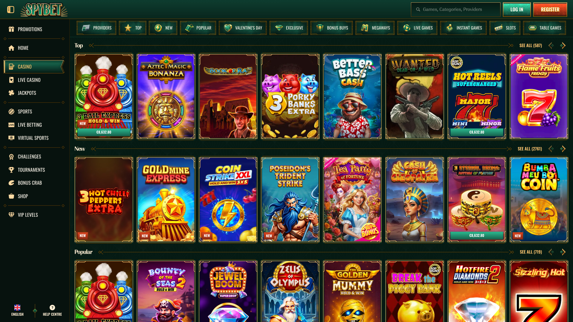 Giochi desktop del casinò Spybet