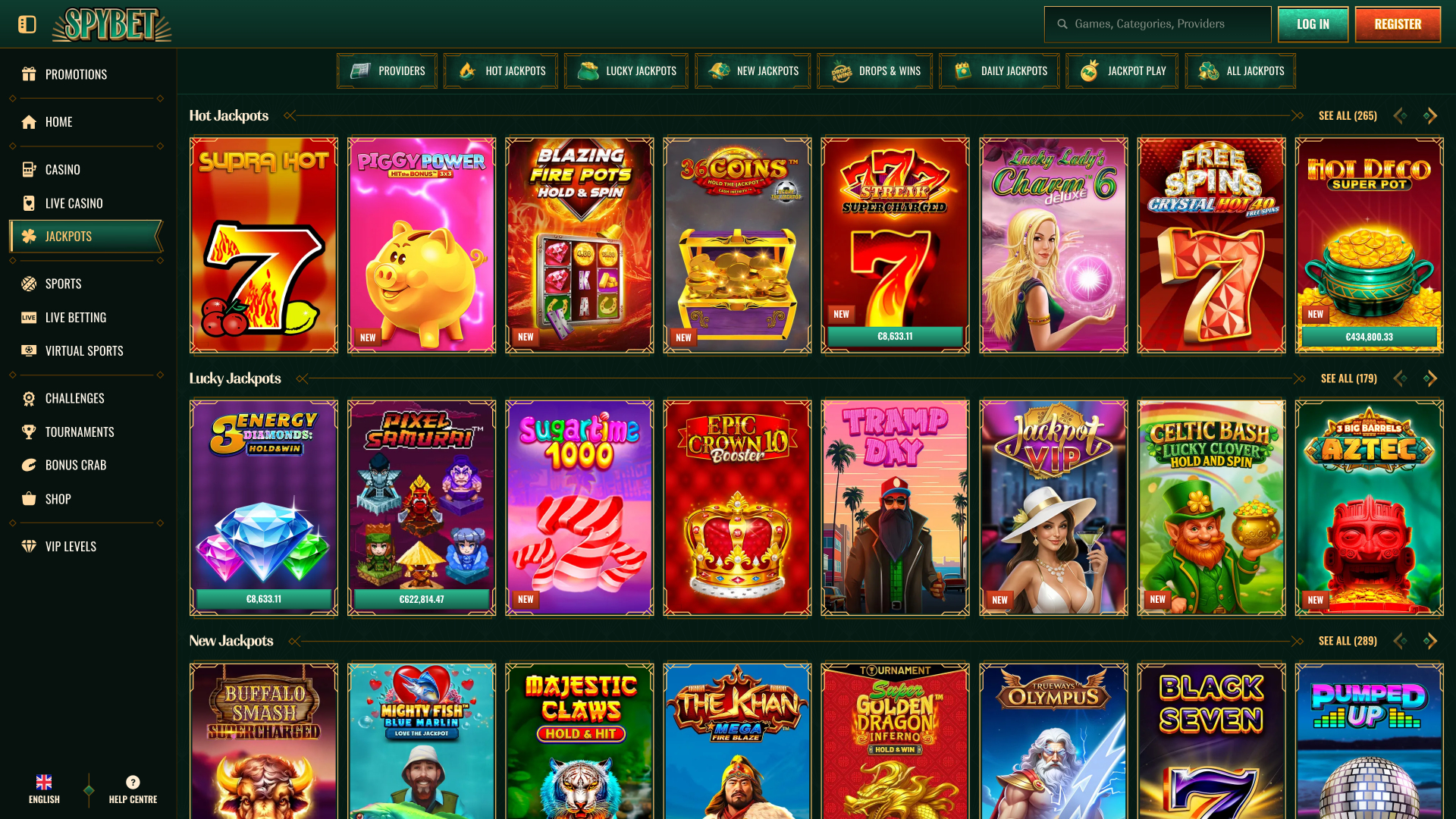 Jackpot desktop del casinò Spybet