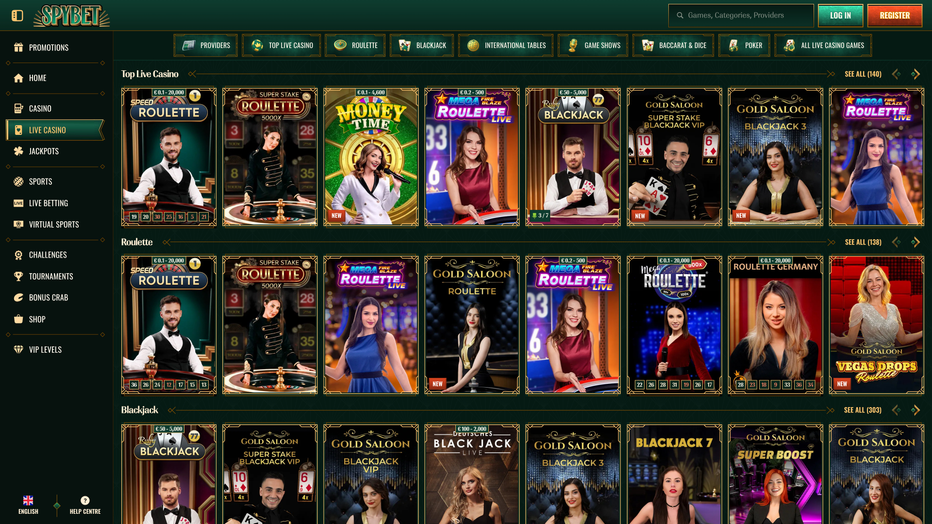 Spybet Casino Desktop Dealer dal Vivo