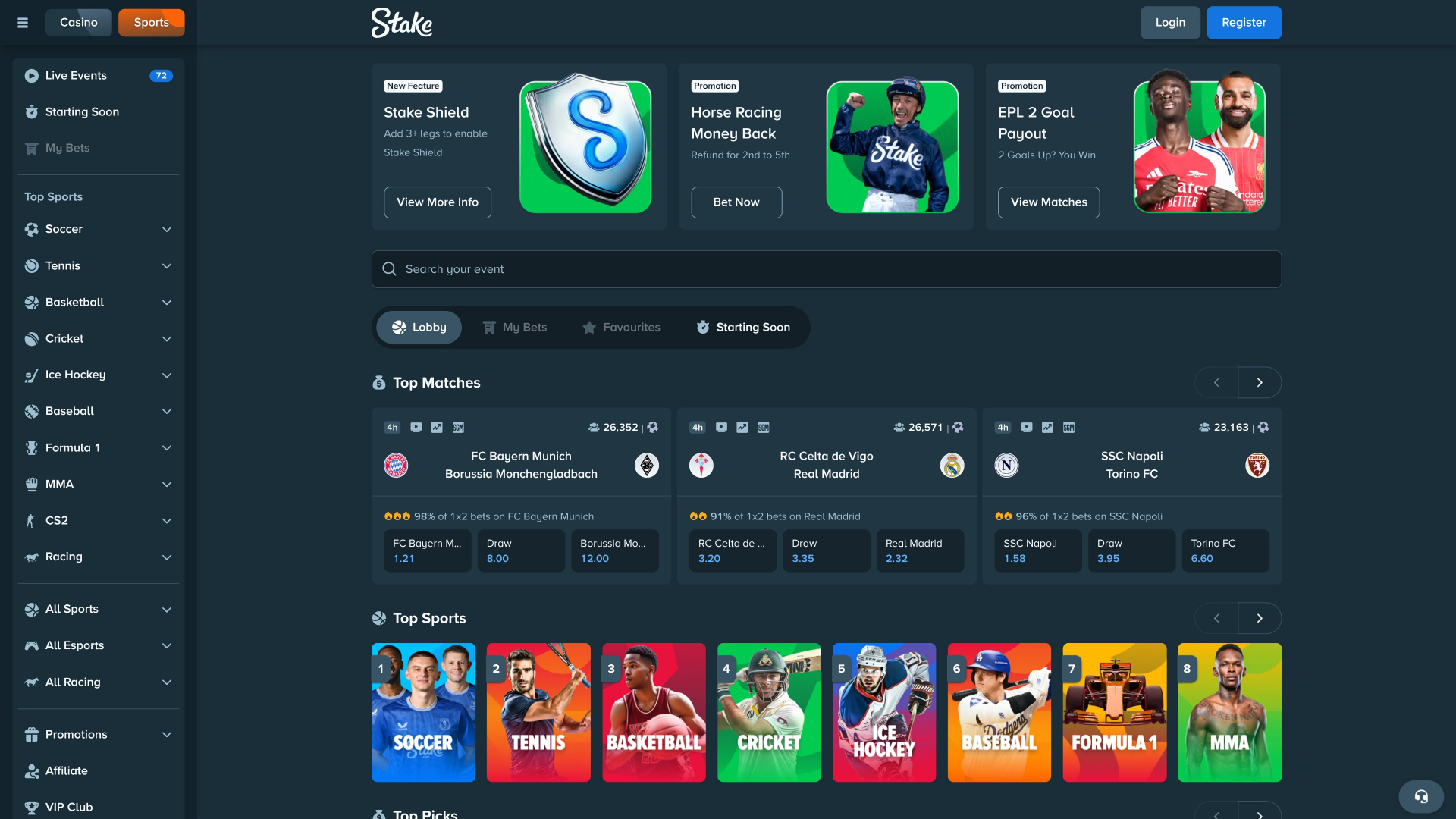 Stake Casino Desktop Sports