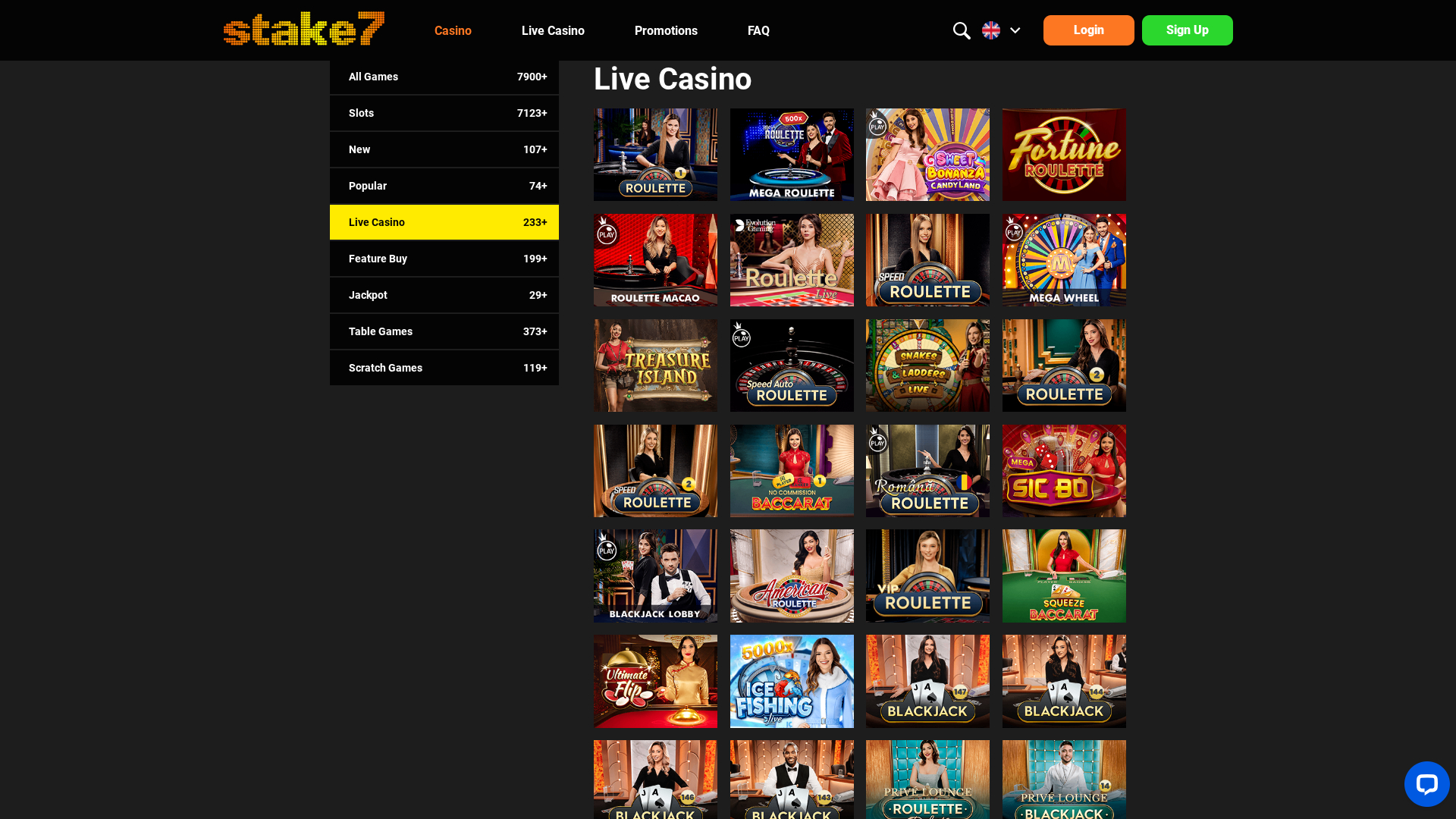 Croupier en direct sur ordinateur de Stake7 Casino