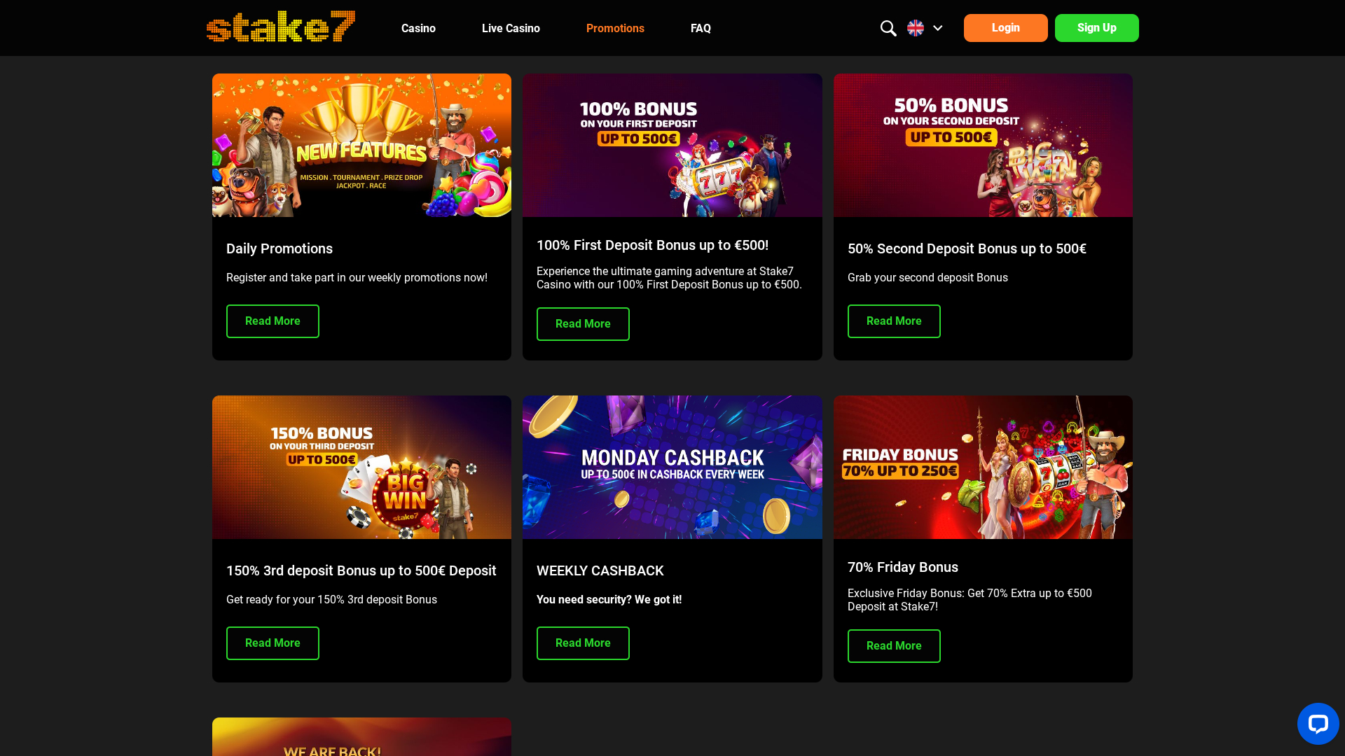 Promotions sur ordinateur de Stake7 Casino