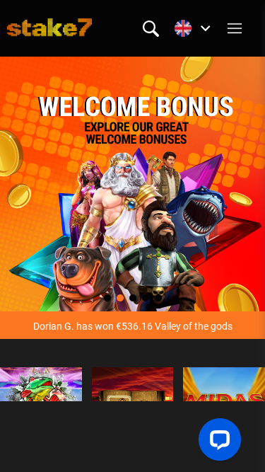 Page d'accueil mobile de Stake7 Casino