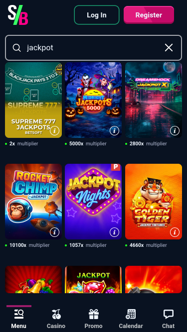 Jackpot mobile du casino Stakebro