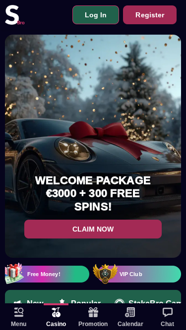 Homepage screenshot of Stakebro Casino for Mobile