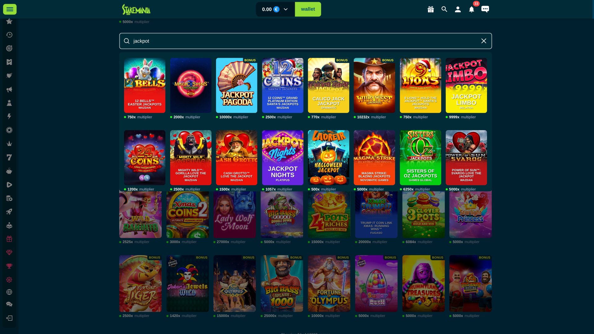 StakeMania Casino Desktop Jackpot