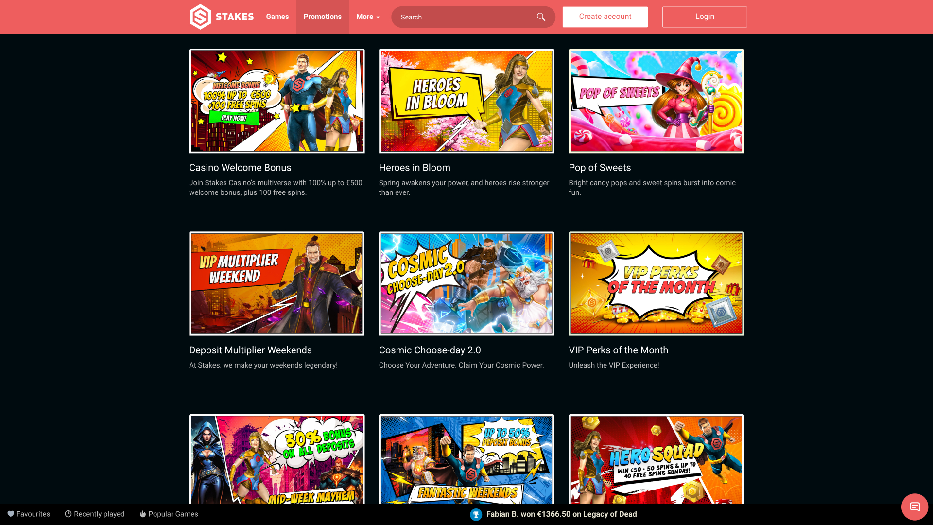 Stakes Casino Desktop Promotions