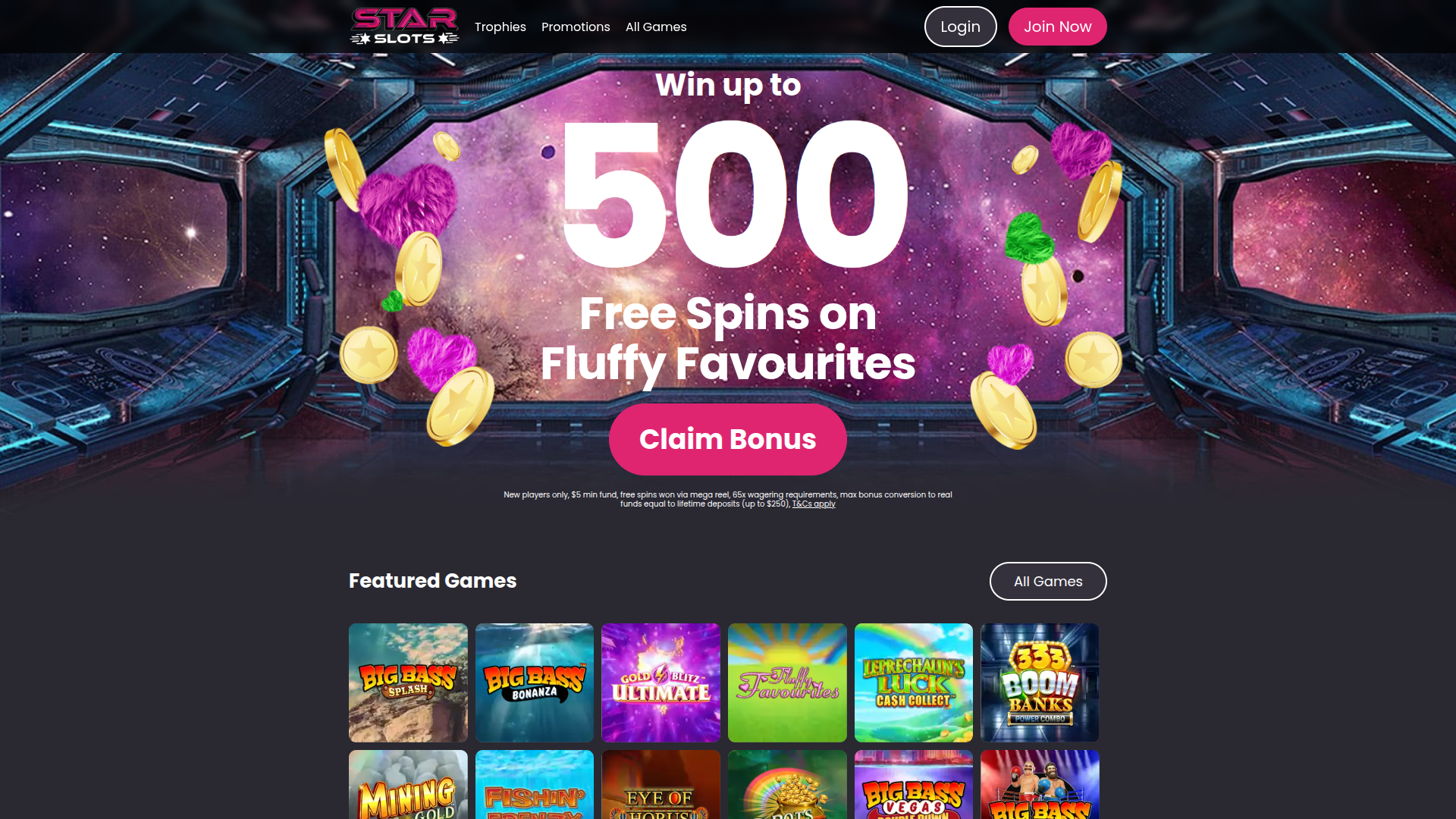 Homepage desktop di Star Slots